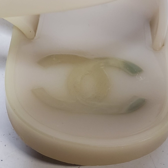 Chanel Camelia Rubber Flat Slingback Sandals SZ 36 Beige - Picture 13 of 16